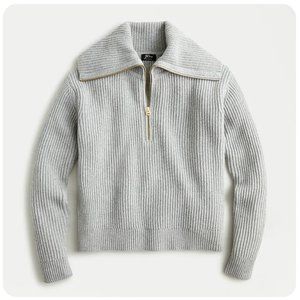 J. Crew Ribbed Cashmere Quarter Zip Sweater
